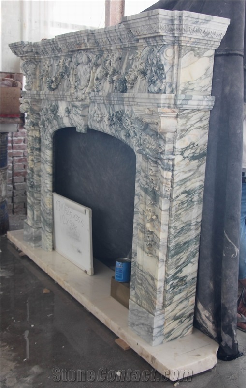 Chinese Arabesato Marble Fireplace Mantel