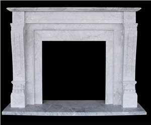 Chinese Carrara White Marble Fireplace Mantel