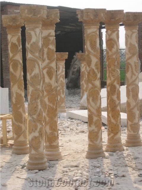 Column Marble Stone Handcarved Mantel Indoor Outdoor