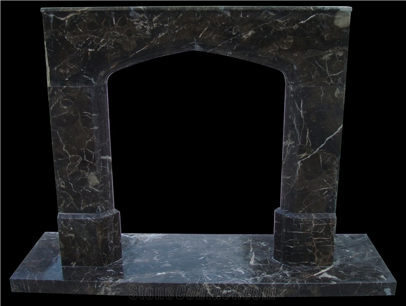 Dark Emperador Marble Fireplace Mantel