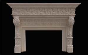 Egyptian Beige Fireplace,Western, Fireplace Mantel,Marble,Indoor