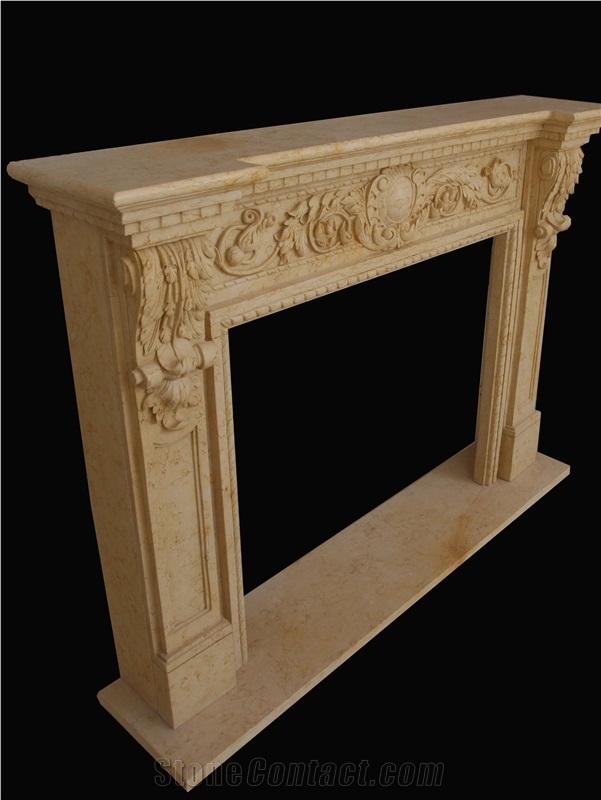 Egyptian Beige Marble Fireplace Mantel