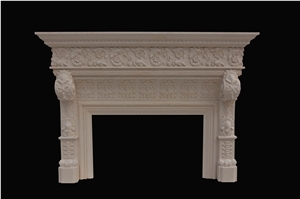 Egyption Cream Marble Fireplace Mantel Fireplace Surround