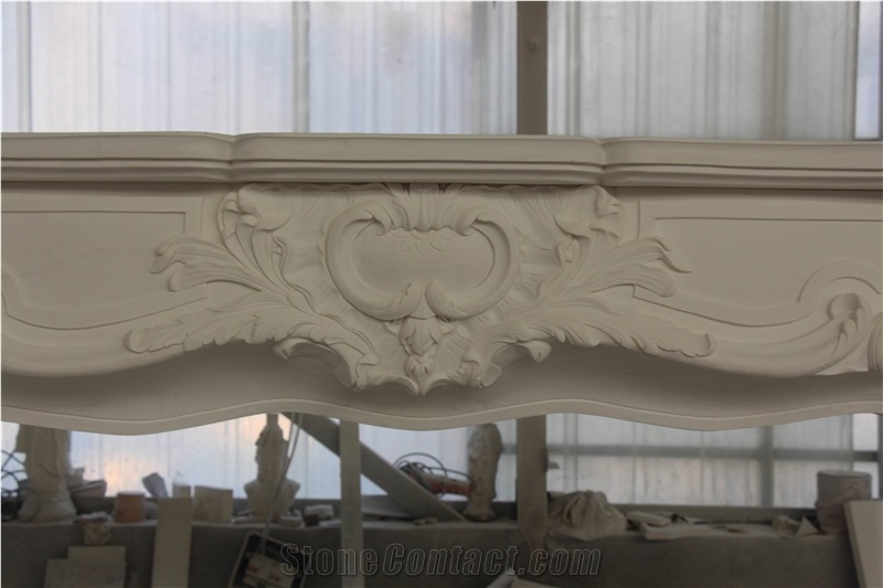 Fangshan White Marble Fireplace Mantel