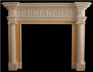 Fangshan White Marble Fireplace Mantels Hearths