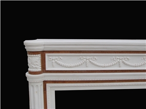 Fangshan White Marble Handcarved Sculptured Fireplaces Mantel