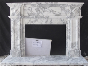 Fireplace Mantel,White Marble Fireplace, Italian Arabescato,Western Style