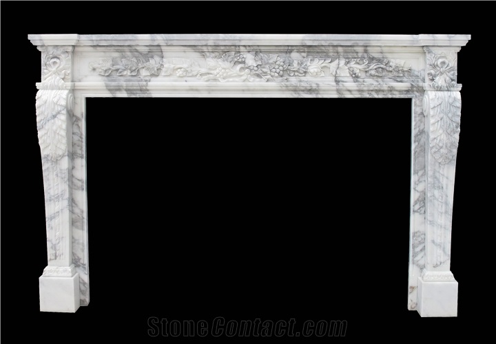 Fireplace Marble Mantel Sculpture Stone White Western Style