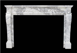 Fireplace Marble Mantel Sculpture Stone White Western Style