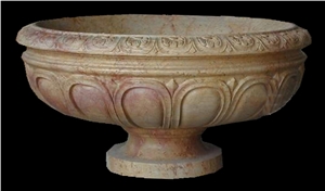 Flower Marble Stone Sculpture Hand Carved Vase Pot Mantel