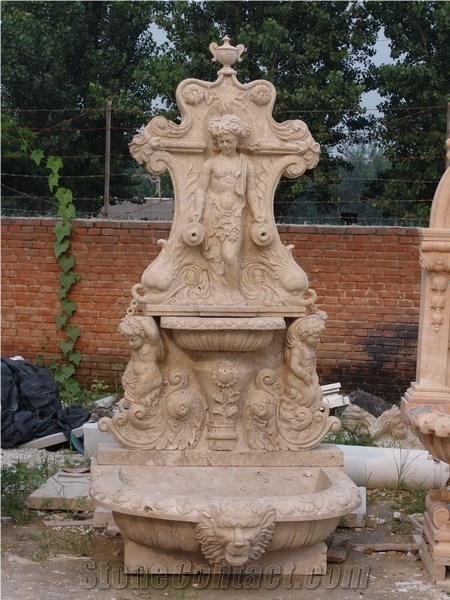 Fountain Marble Stone Waterfall Handcarved Sculpture Garden Outdoor