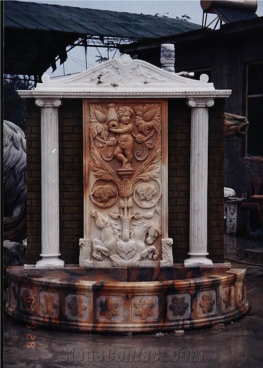 Fountain Marble Stone Waterfall Handcarved Sculpture Outdoor Garden