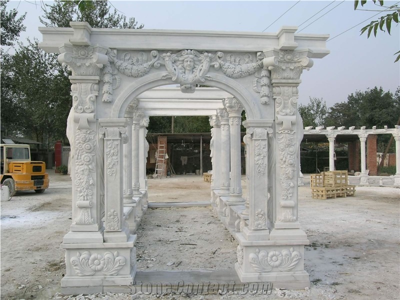 Gazebo Table Bench Vase Marble Stone Fireplace Sculpture Handcarved