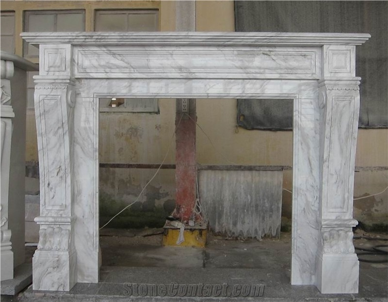 Greek Volakas Marble Fireplace Mantel Surround