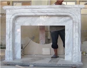 Greek Volakas White Marble Fireplace Mantel