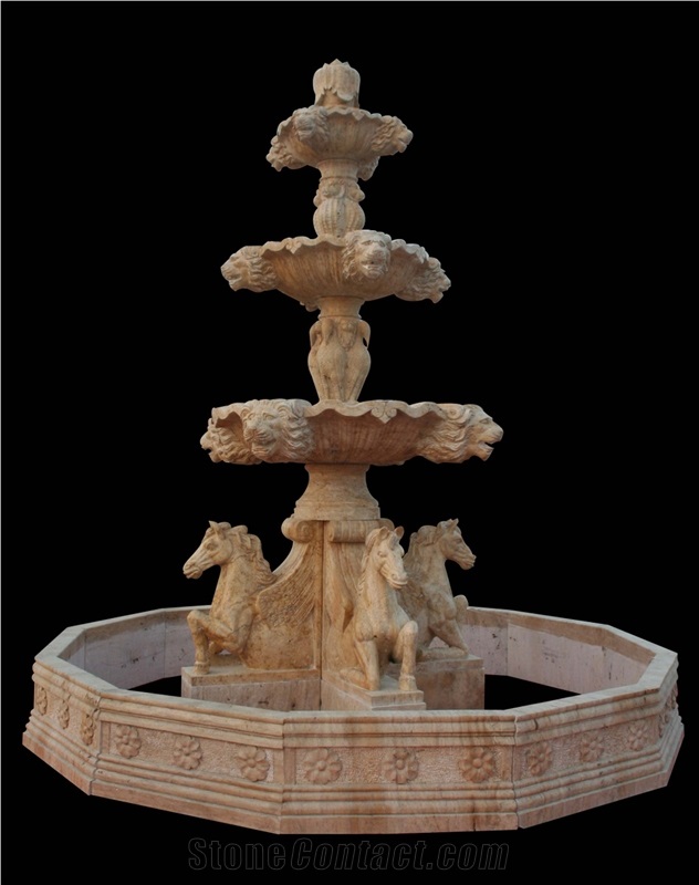 Green Marble Handcarved Water Fountain, Western Sculptured Fountains