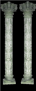 Green Marble Sculptured Building Columns, Western Building Pillars