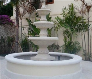 Hand Carved Egyptian Beige Marble Fountain