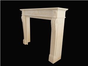 Hand Carved Marble Sculpture Design Fireplace Mantel