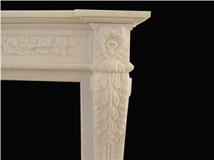Hand Carved Marble Sculpture Design Fireplace Mantel