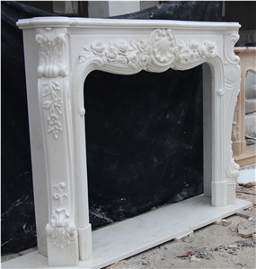 Hand Carved Marble Stone Fireplace Mantel