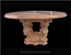 Hand Carved Outdoor Tables, Western Style Sculptured Garden Table
