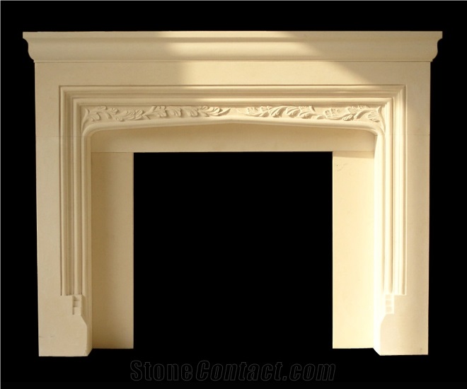 Hand Carved Sculpture White Fireplace Mantel
