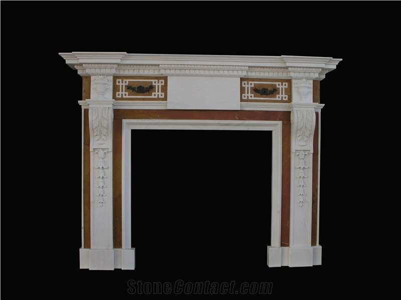 Hand Carved White Marble Fireplaces Mantel, Western Style Fireplace
