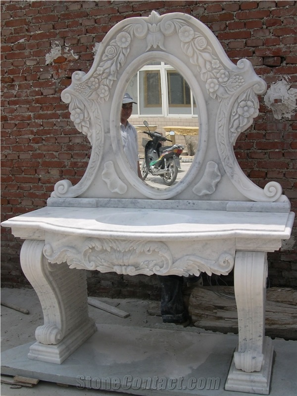 Hand Carved White Marble Sculptured Sinks, Western Style Wash Basin
