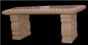 Handcarved Brown Marble Sculptured Outdoor Bench, Western Style Chair