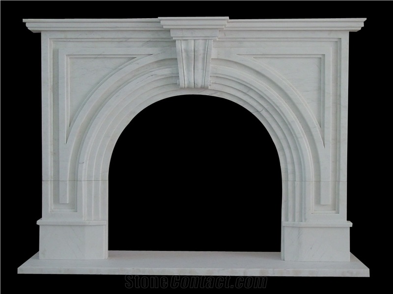 Handcarved Green Marble Sculptured Fireplaces Mantel, Western Style