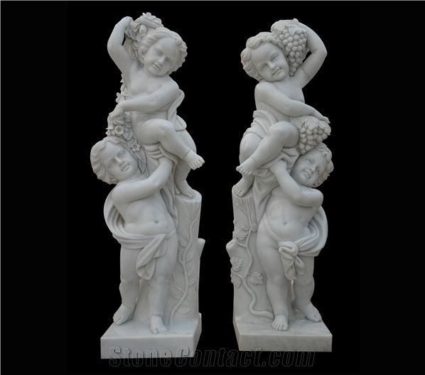 Handcarved Marble Baby Sculptures Angel Statue