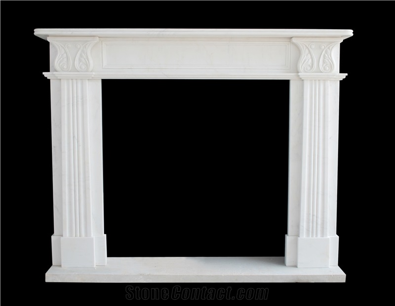 Handcarved Marble Firelaces Mantel, Western Style Fireplace