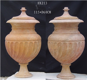 Handcarved Marble Sculptured Garden Pots, Western Style Flower Vases