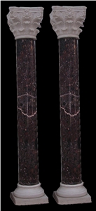 Handcarved Red Marble Sculptured Building Columns, Western Style