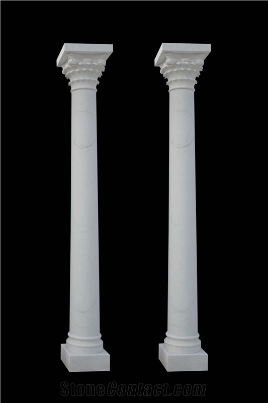 Handcarved Red Marble Sculptured Building Columns, Western Style