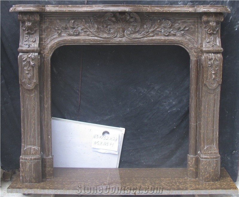 Handcarved Stone Fireplace Mantel Hearth Surround