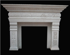 Handcarved White Marble Sculptured Fireplaces Mantel, Western Style