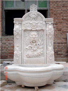 Handcarved White Marble Sculptured Garden Fountain, Western Style