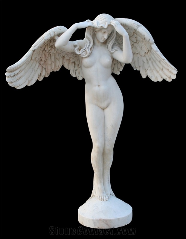 Handcarved White Marble Sculptured Human Statues, Women Sculptures