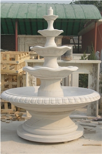 Handcarved White Marble Sculptured Outdoor Fountain, Western Style
