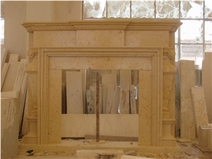 Handcarved White Marble Stone Fireplace Sculpture Mantel