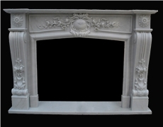 Hunan White Marble Handcarved Fireplaces Mantel, Western Style
