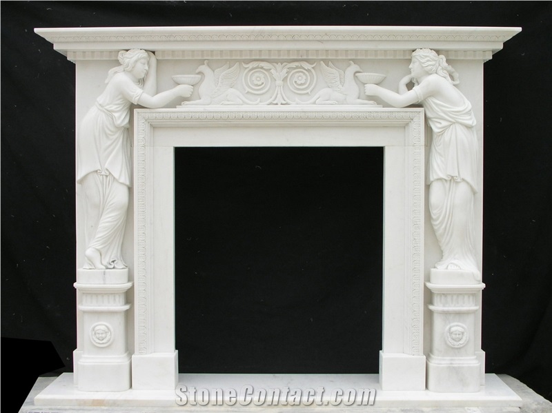 Italian Arabescato Marble Fireplaces, Fireplace Surround