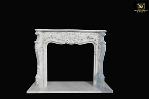 Italian Carrara White Marble Fireplace Mantel