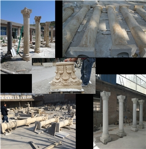 Marble Column Sculptured Roman Column Stone Pillar