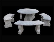Marble Handcarved Bench &Table, Western Style Outdoor Tables