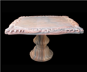Marble Handcarved Outdoor Tables, Western Style Garden Table
