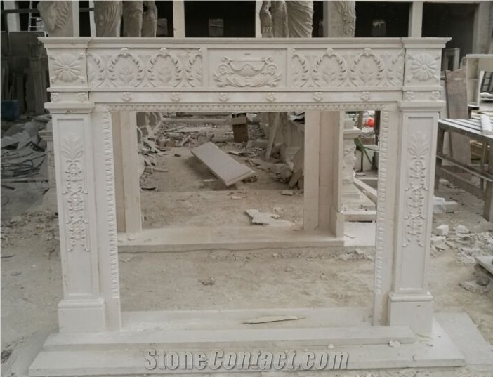 Marble Stone Fireplace Mantel Hand Carved