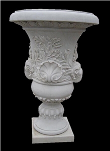 Marble Stone Hand Carved Vase, Flower Pot